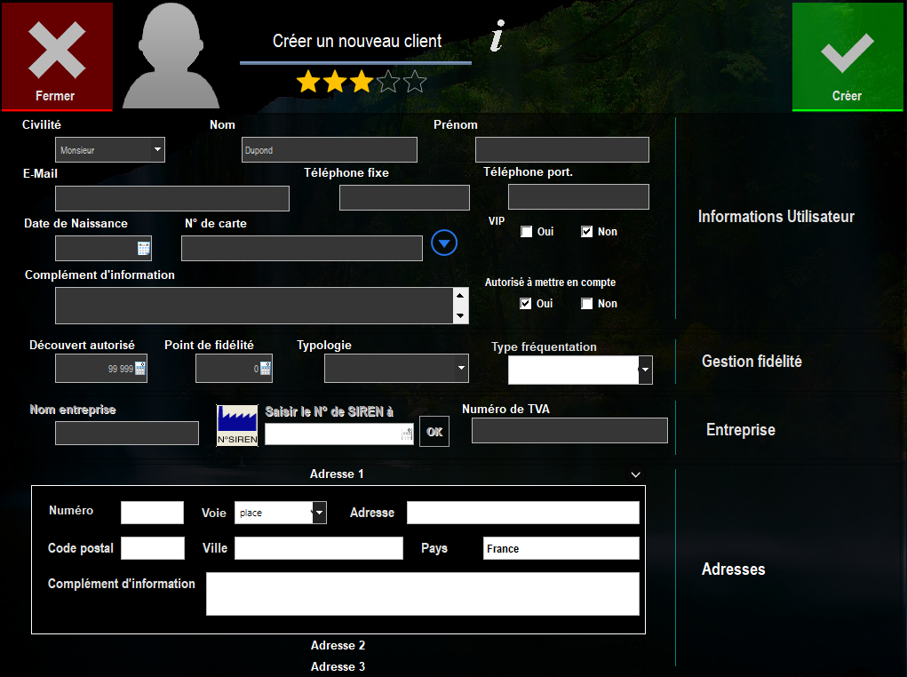 Cr&eacute;er un compte client