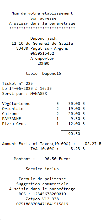 Ticket avec les informations modifi&eacute;es